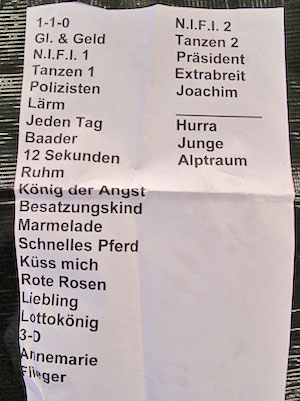 Die Setlist