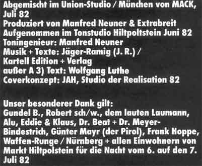 Die Credits der LP